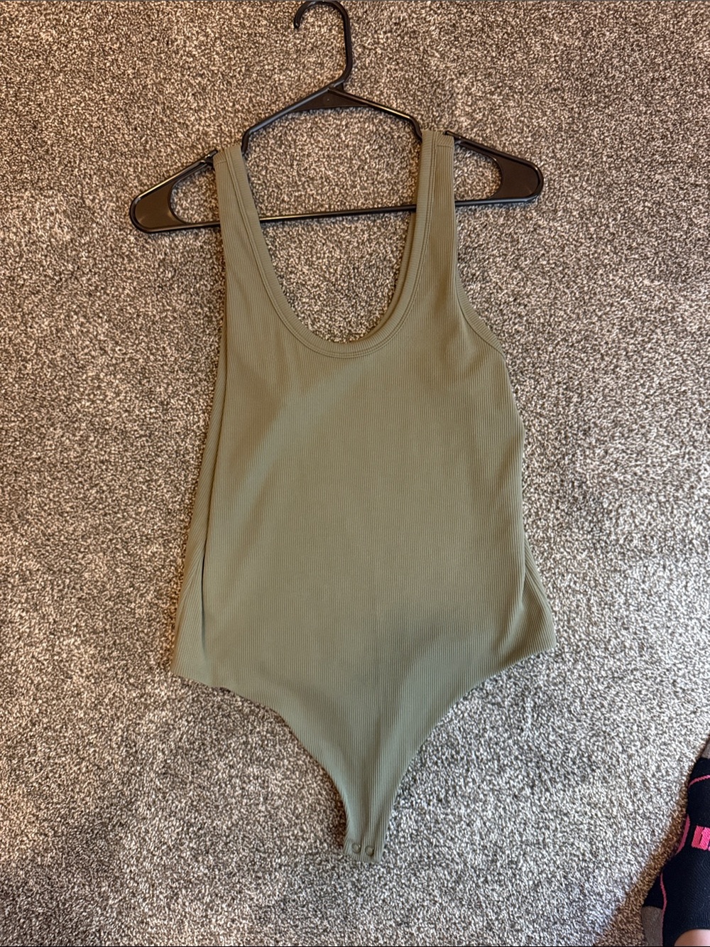 nuuds Olive Green Ribbed Tank One-Piece Bodysuit